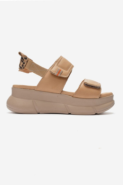 CELESTE - Taupe Genuine Leather Platform Sandal (Women)