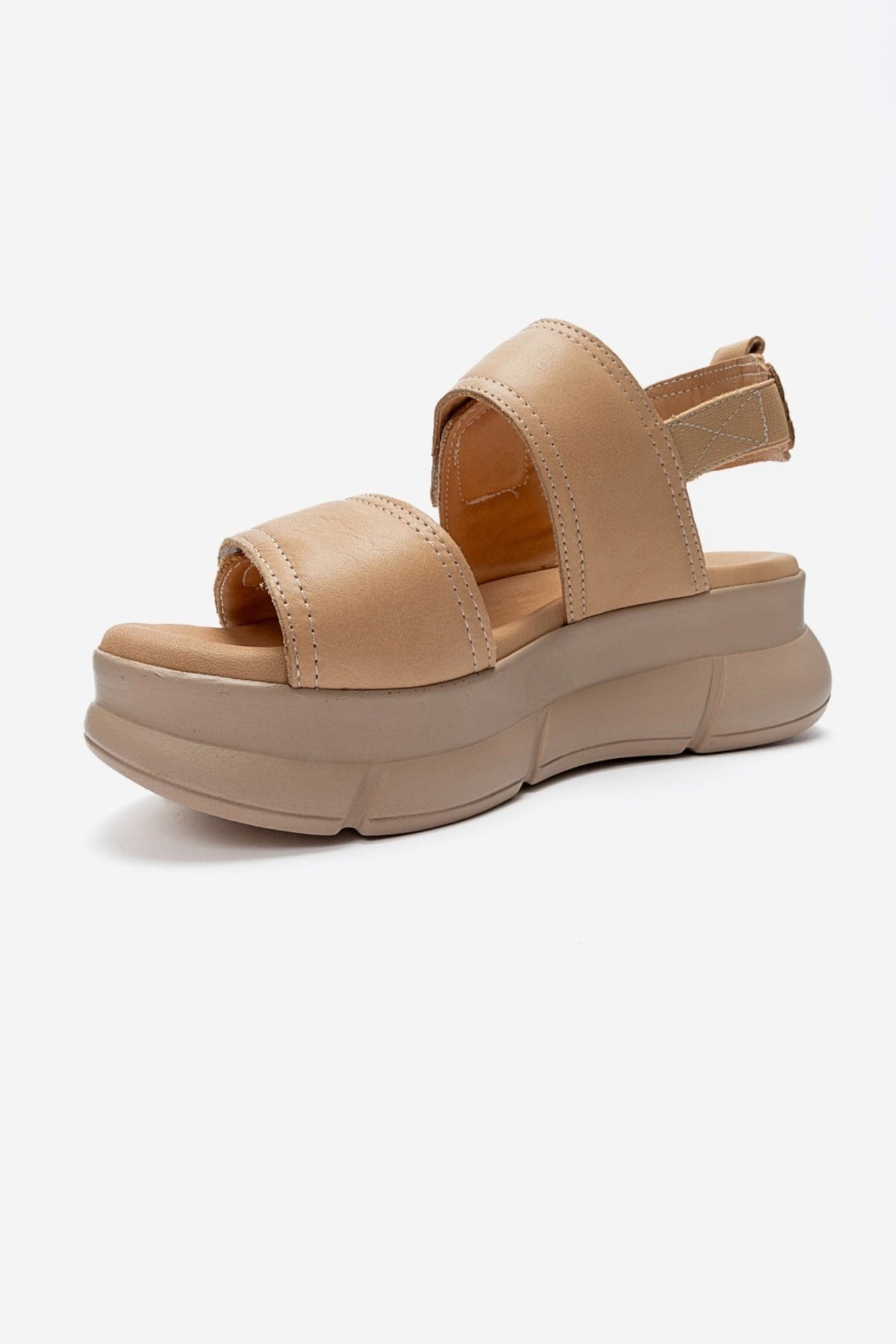 CELESTE - Taupe Genuine Leather Platform Sandal (Women)