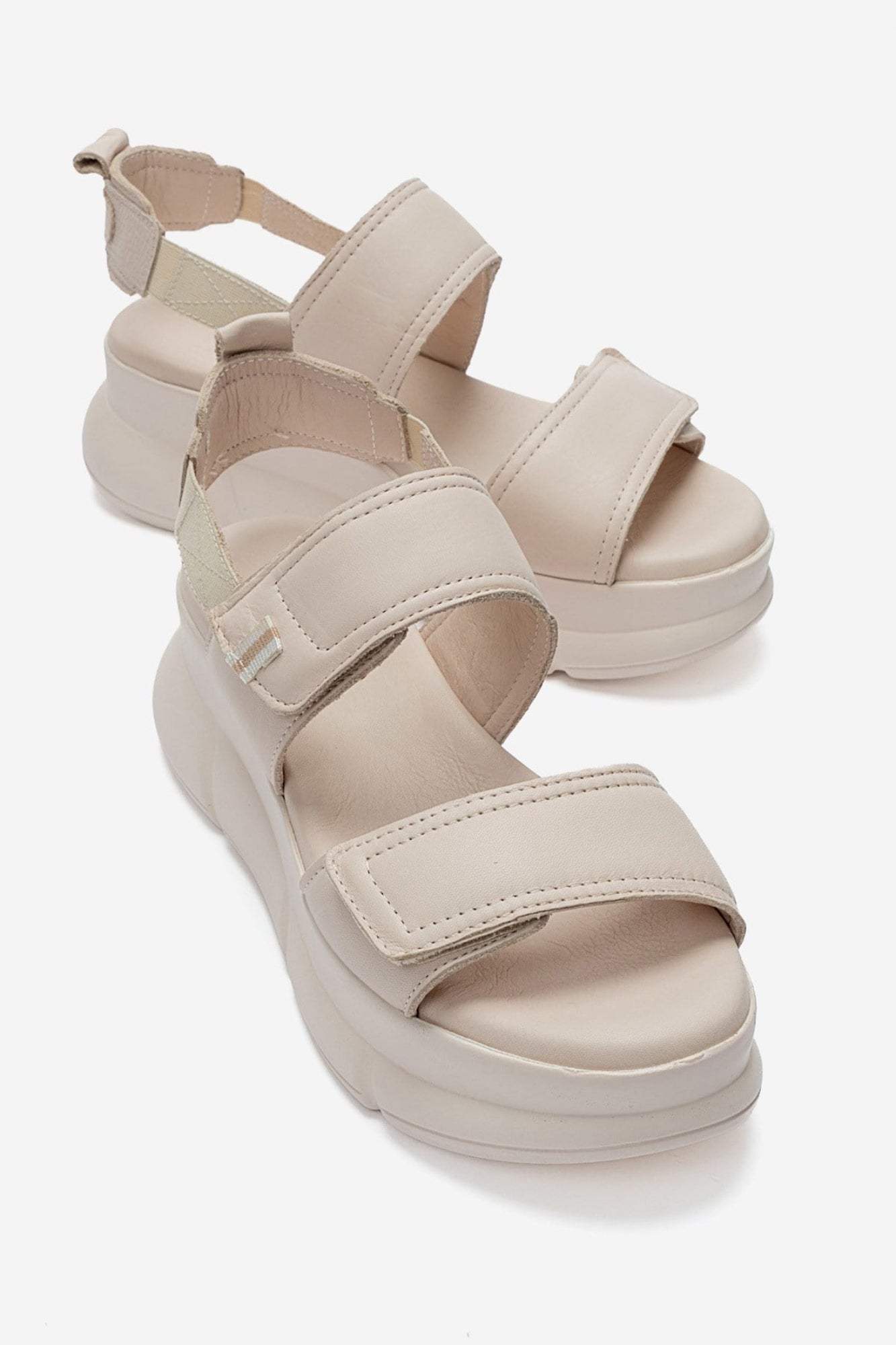 CELESTE - Beige Genuine Leather Platform Sandal (Women)