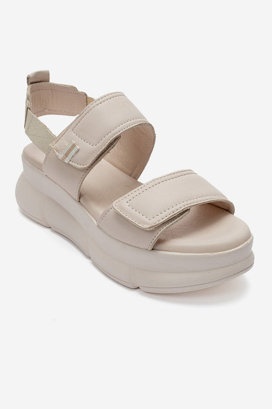 CELESTE - Beige Genuine Leather Platform Sandal (Women)