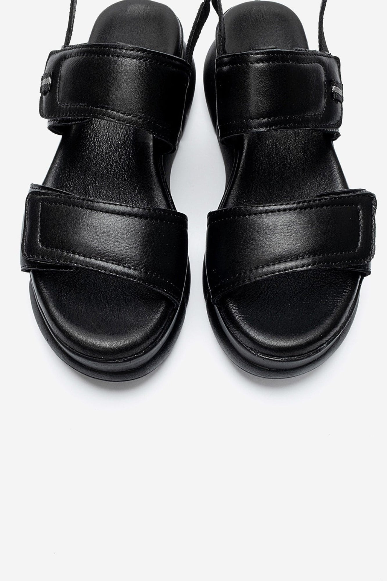 CELESTE - Black Genuine Leather Platform Sandal (Women)