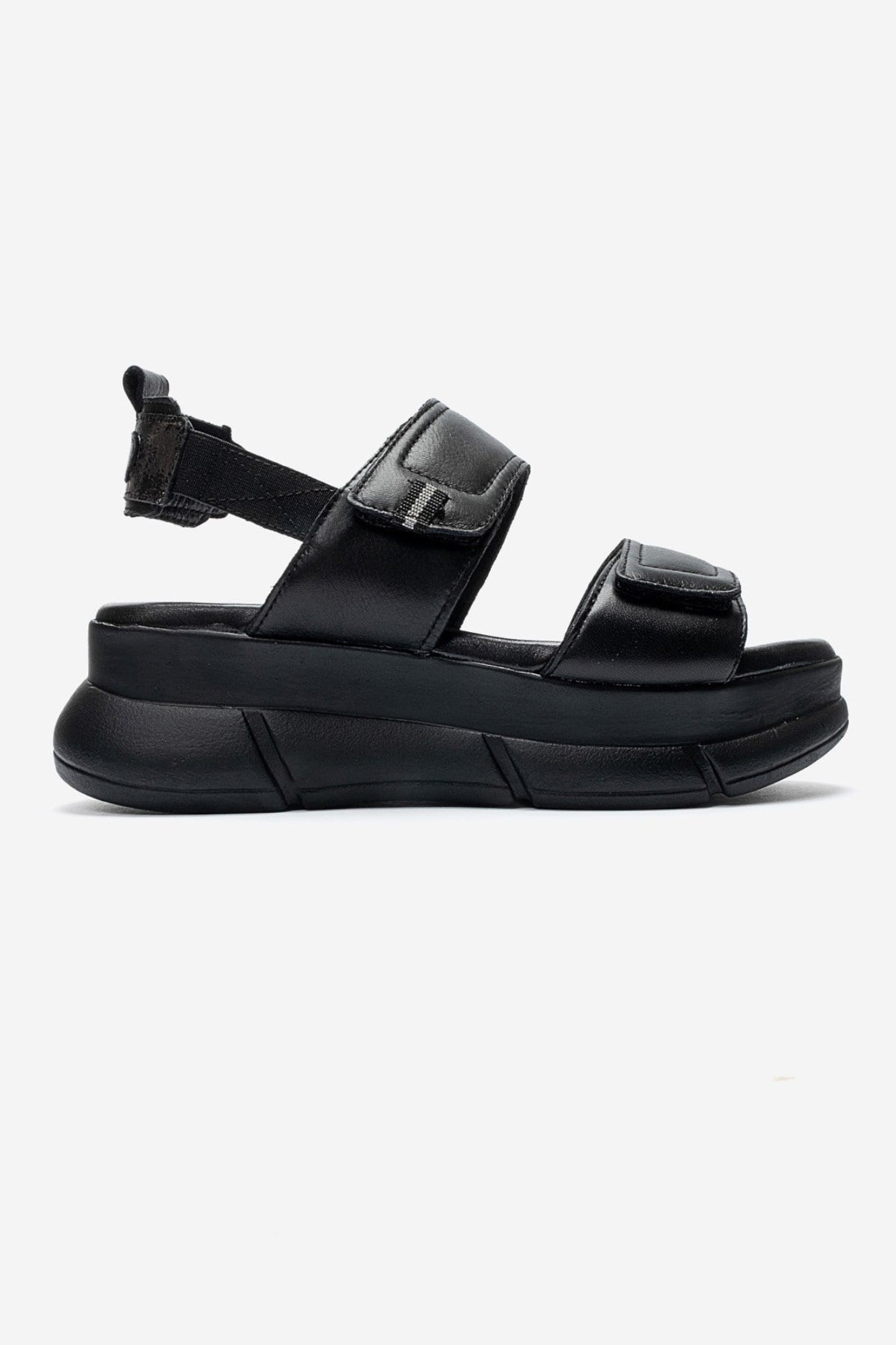 CELESTE - Black Genuine Leather Platform Sandal (Women)
