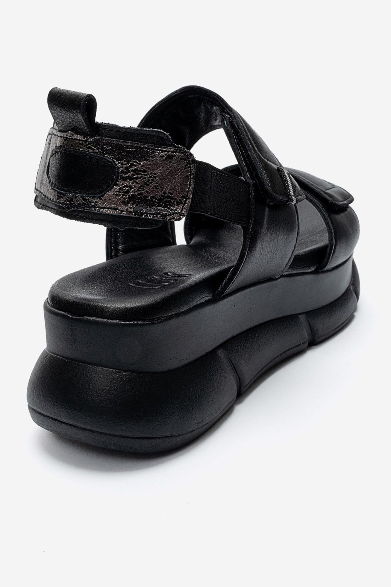 CELESTE - Black Genuine Leather Platform Sandal (Women)