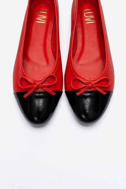 Jens - Red Genuine Leather Bow Ballet Flat (Women)