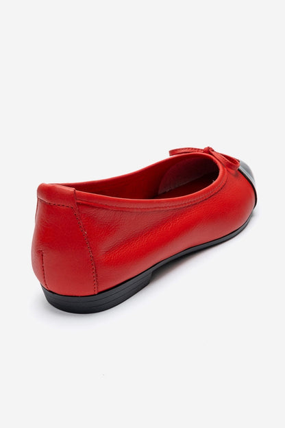 Jens - Red Genuine Leather Bow Ballet Flat (Women)