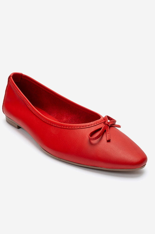 Umiel - Red Genuine Leather Bow Ballet Flat (Women)