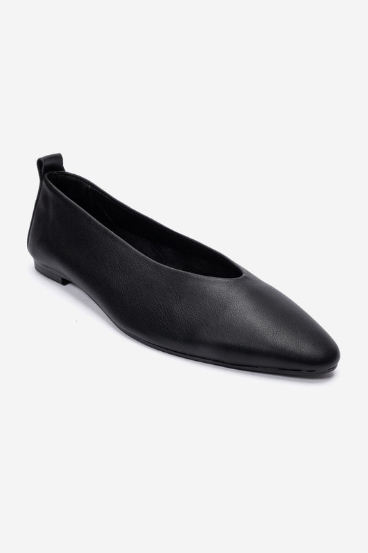 JENAS - Black Genuine Leather Ballet Flat (Women)