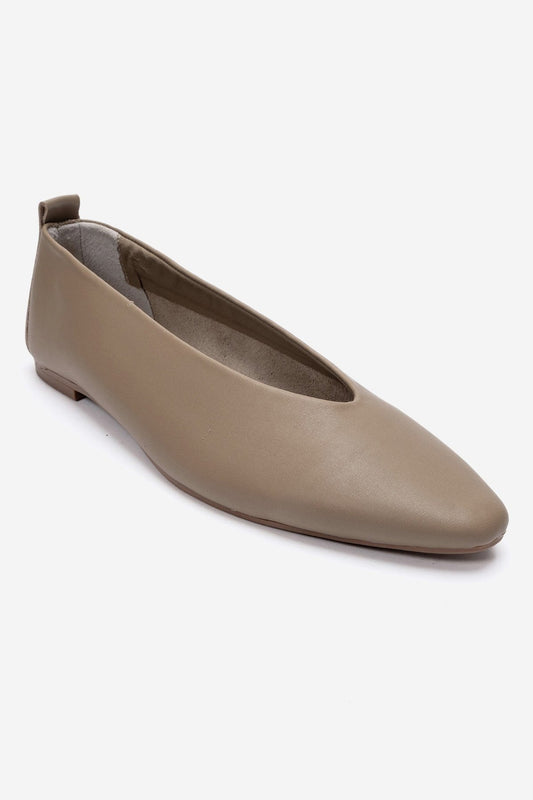 JENAS - Taupe Genuine Leather Ballet Flat (Women)
