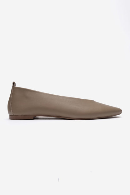 JENAS - Taupe Genuine Leather Ballet Flat (Women)