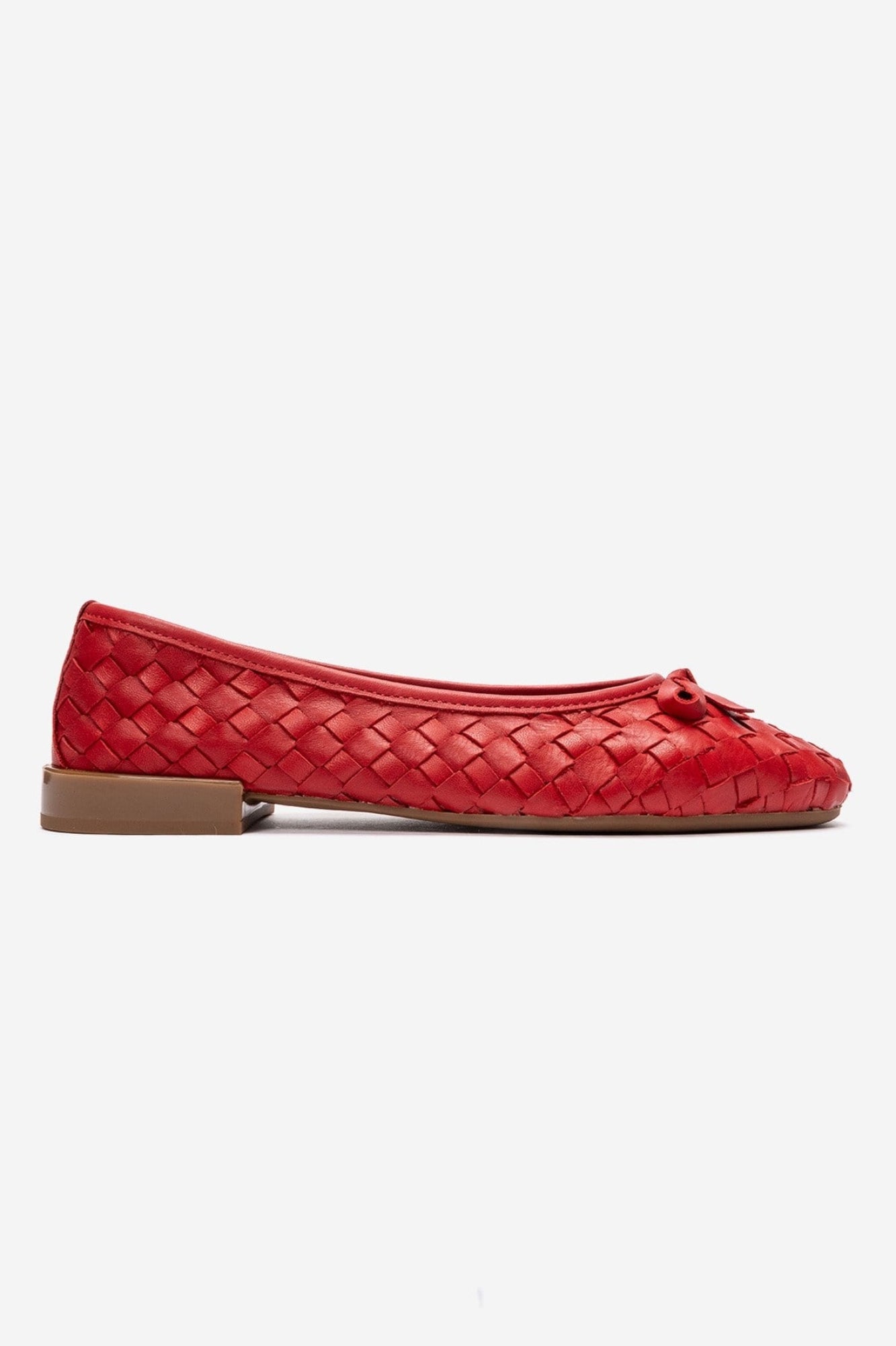 GAREN - Red Woven Genuine Leather Ballet Flat (Women)