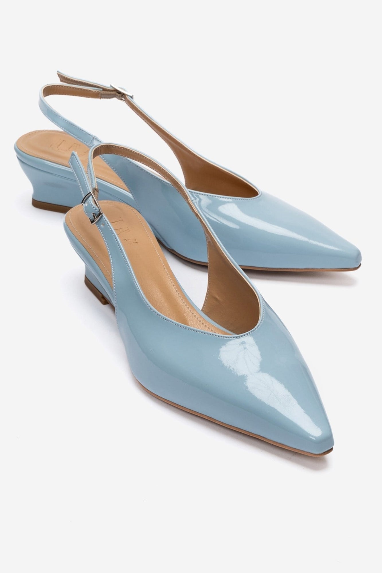 Rosella - Baby Blue Patent Mini Wedge Heel (Women)