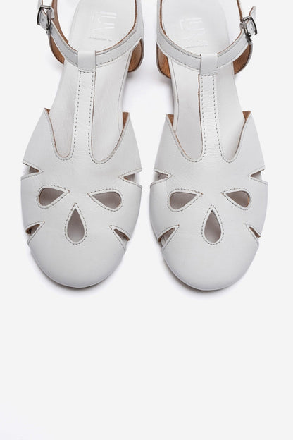 NATHALIE - White Genuine Leather Sandal (Women)
