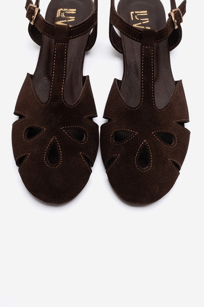 NATHALIE - Brown Genuine Leather Sandal (Women)