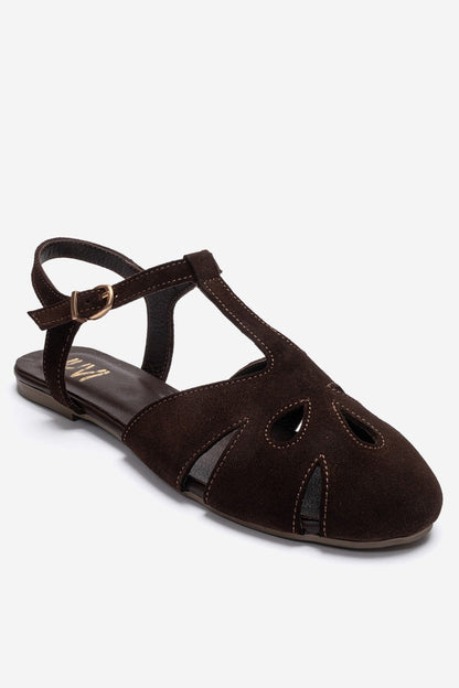 NATHALIE - Brown Genuine Leather Sandal (Women)
