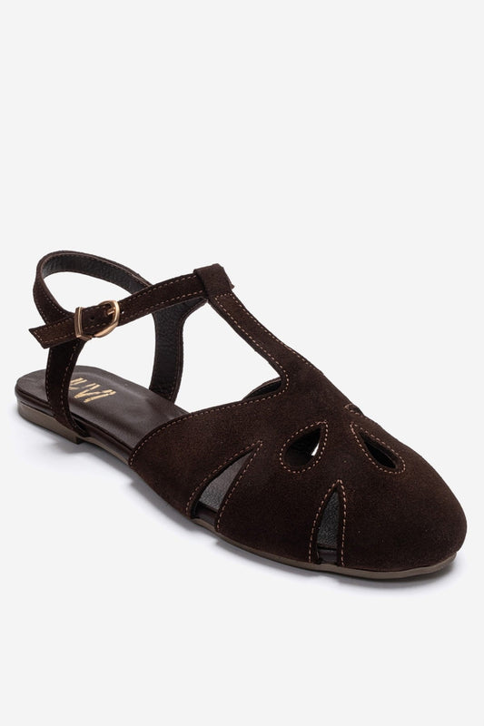 NATHALIE - Brown Genuine Leather Sandal (Women)