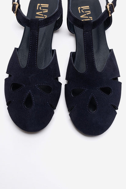 NATHALIE - Navy Genuine Leather Sandal (Women)
