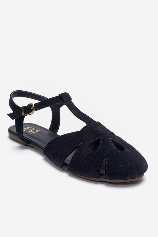 NATHALIE - Navy Genuine Leather Sandal (Women)