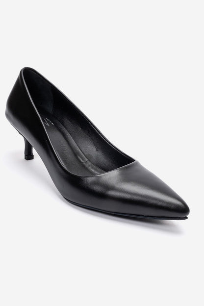 Jalen - Black Genuine Leather Stiletto Pump (Women)