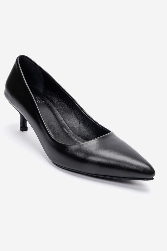 Jalen - Black Genuine Leather Stiletto Pump (Women)