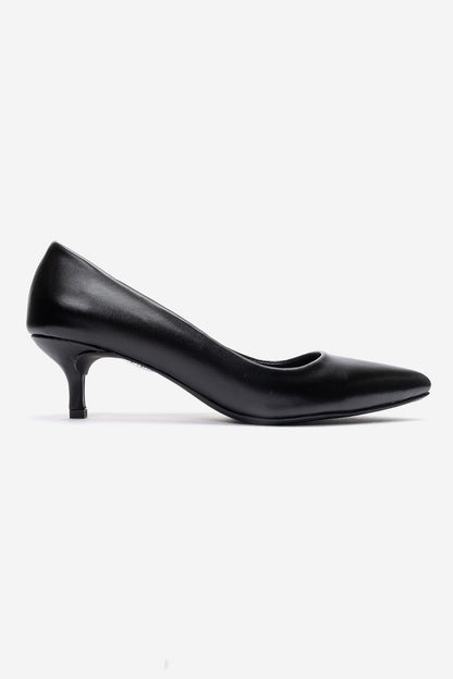 Jalen - Black Genuine Leather Stiletto Pump (Women)
