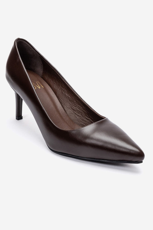 Clyde - Brown Genuine Leather Stiletto Pump (Women)