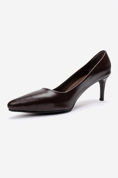 Clyde - Brown Genuine Leather Stiletto Pump (Women)