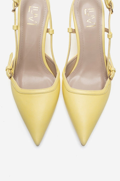 CELIA - Yellow Pointed Toe Wedge Heel Shoe (Women)