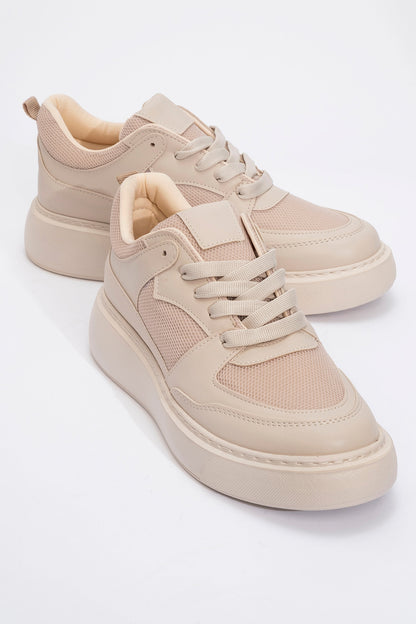 Ingrid - Beige Platform Sneakers