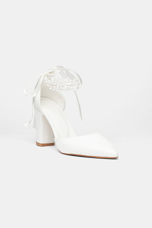 Sora Pearl Block Heel Bridal Pumps