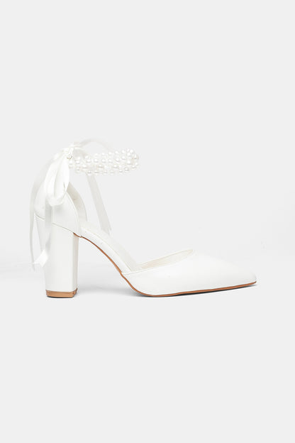 Sora Pearl Block Heel Bridal Pumps
