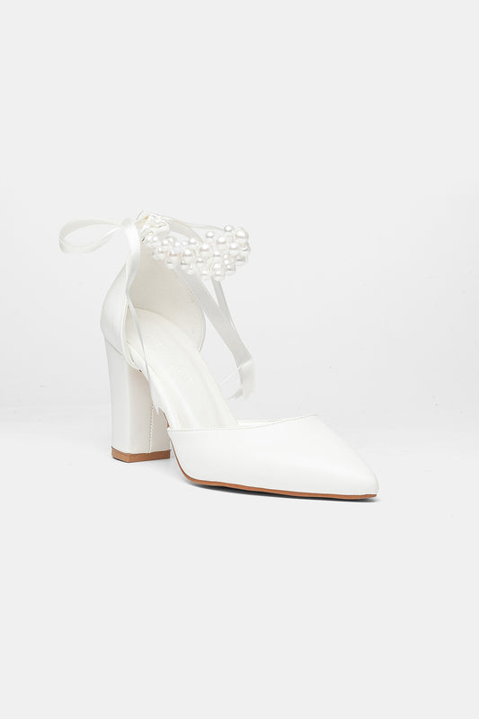Elisa Pearl Block Heel Bridal Pumps