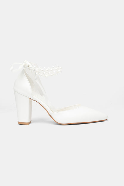 Elisa Pearl Block Heel Bridal Pumps