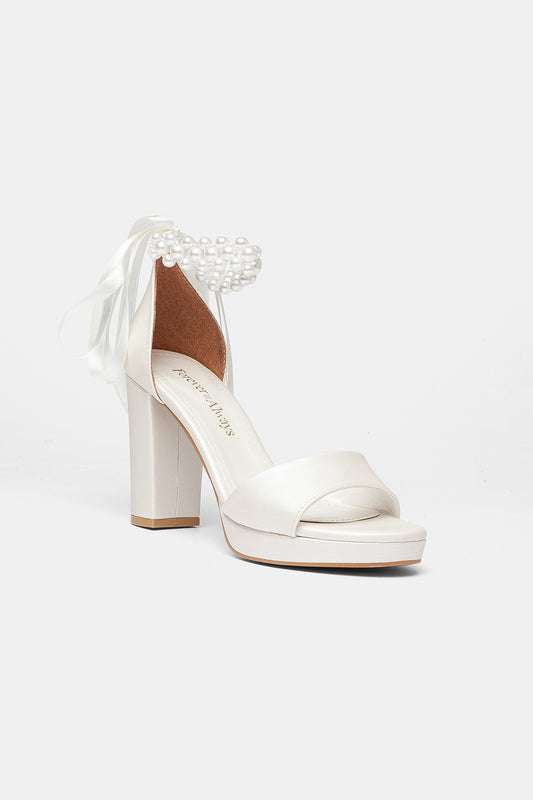 Tiara Pearl Block Heel Bridal Pumps