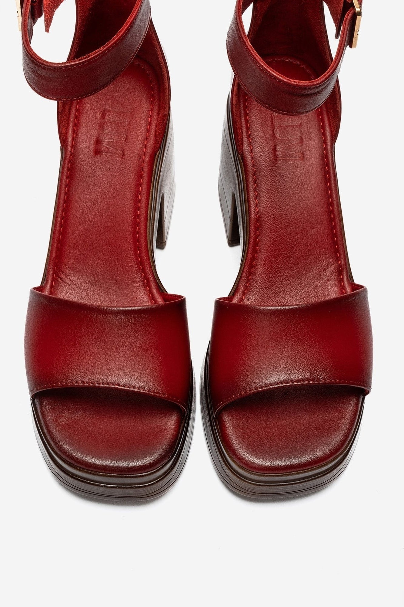 MARGOT - Red Genuine Leather Platform Heel Sandal (Women)