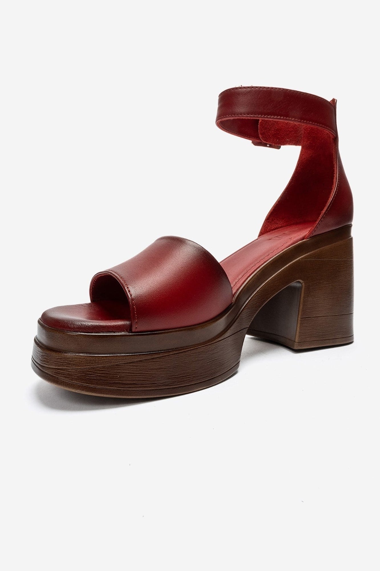 MARGOT - Red Genuine Leather Platform Heel Sandal (Women)