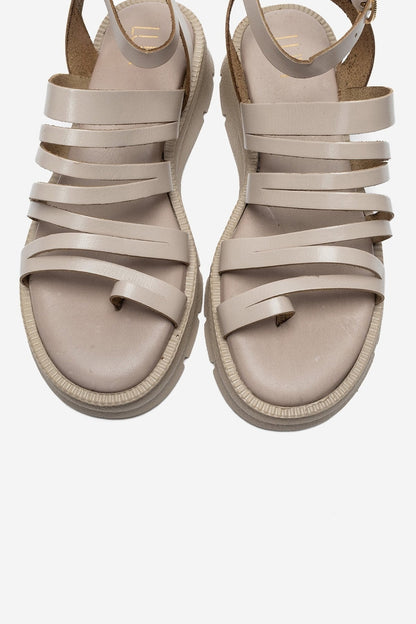 Elsa - Off-White Genuine Leather Multi-Strap Toe-Post Sandal (Women)