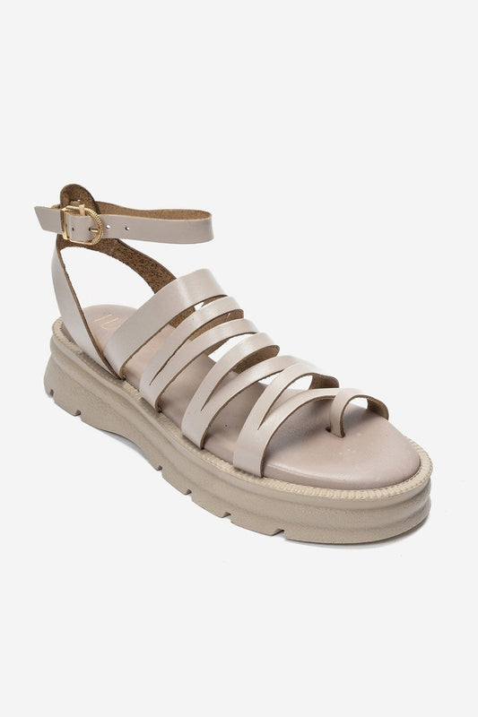 Elsa - Off-White Genuine Leather Multi-Strap Toe-Post Sandal (Women)