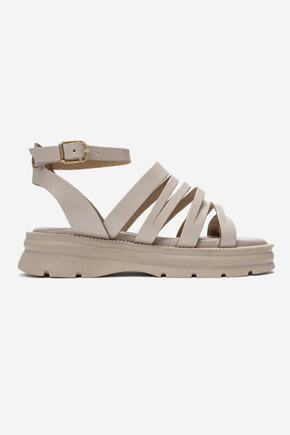 Elsa - Off-White Genuine Leather Multi-Strap Toe-Post Sandal (Women)