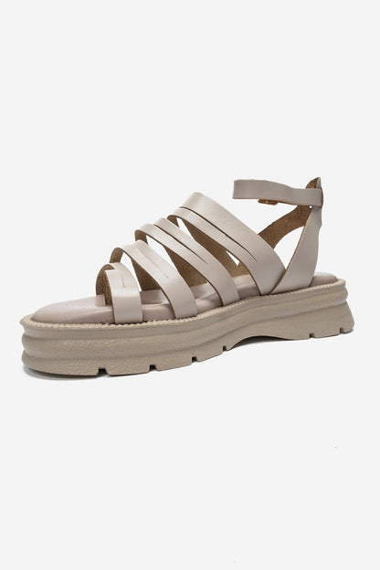 Elsa - Off-White Genuine Leather Multi-Strap Toe-Post Sandal (Women)