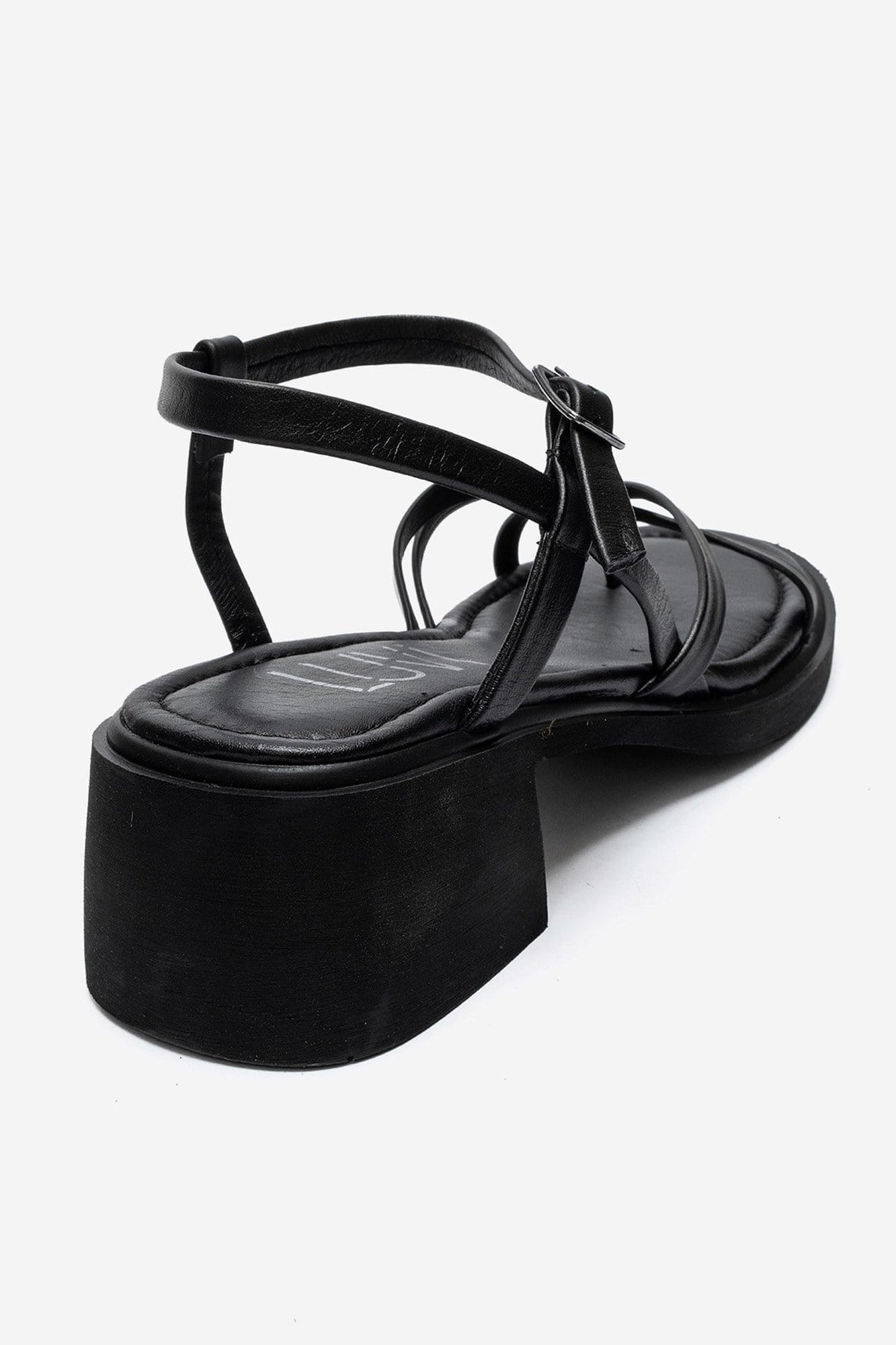 Cirelle - Black Genuine Leather Toe-Post Block Heel Sandal (Women)