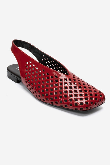 Delizia - Red Genuine Leather Closed-Toe Laser-Cut Sandal (Women)