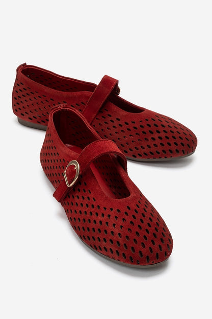 Arian - Red Genuine Leather Ballet Flat (Women)