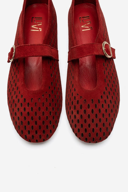 Arian - Red Genuine Leather Ballet Flat (Women)