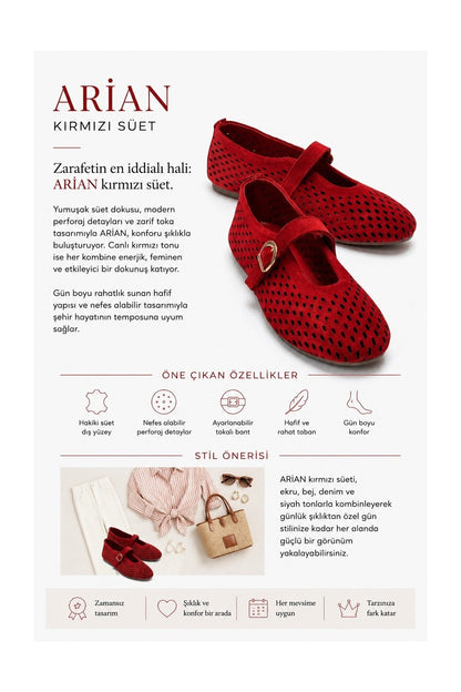 Arian - Red Genuine Leather Ballet Flat (Women)