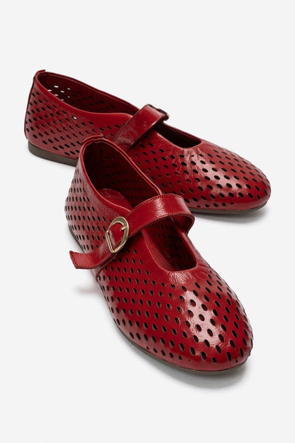 Arian - Red Genuine Leather Ballet Flat (Women)