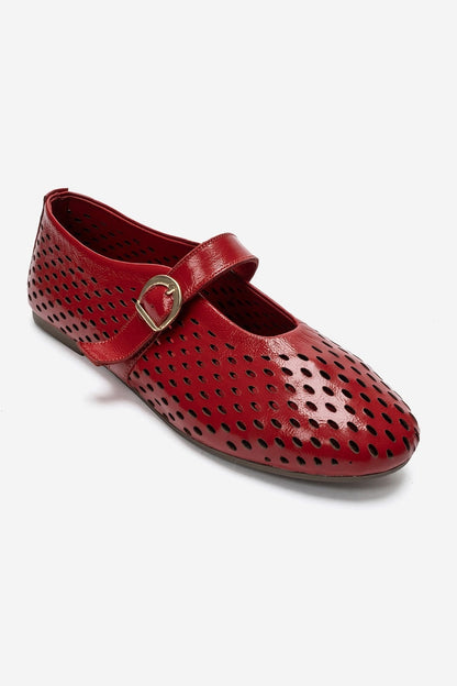 Arian - Red Genuine Leather Ballet Flat (Women)