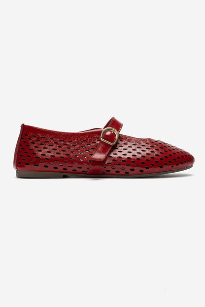 Arian - Red Genuine Leather Ballet Flat (Women)
