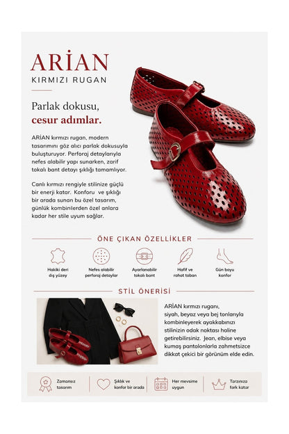 Arian - Red Genuine Leather Ballet Flat (Women)