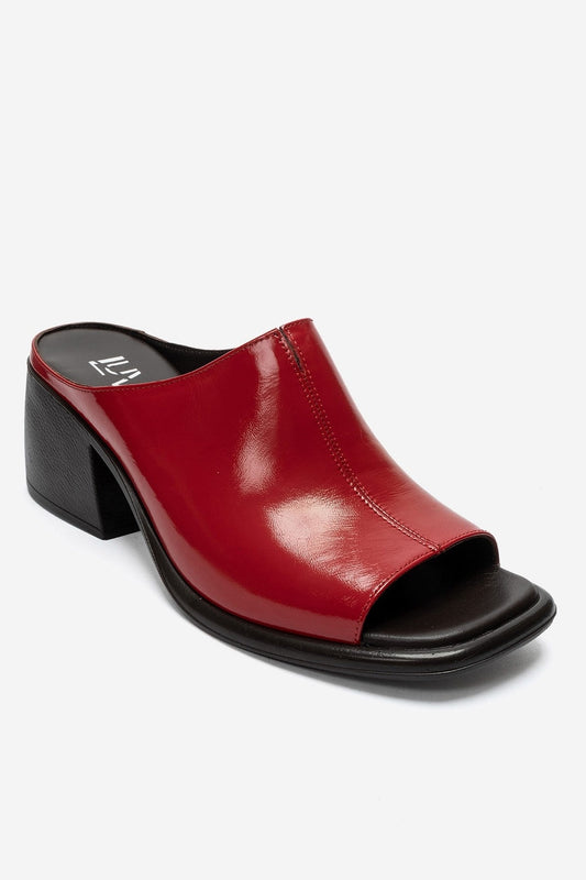 SOREX - Red Genuine Leather Block Heel Slide (Women)