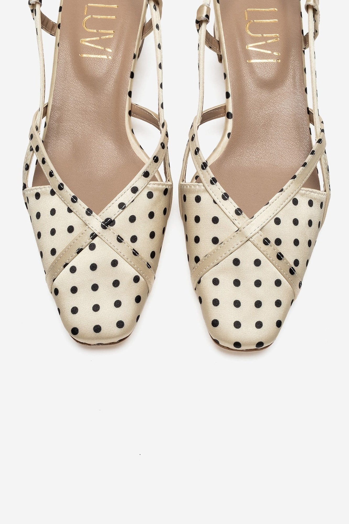 OLENA - Yellow And Black Polka Dot Heeled Sandal (Women)